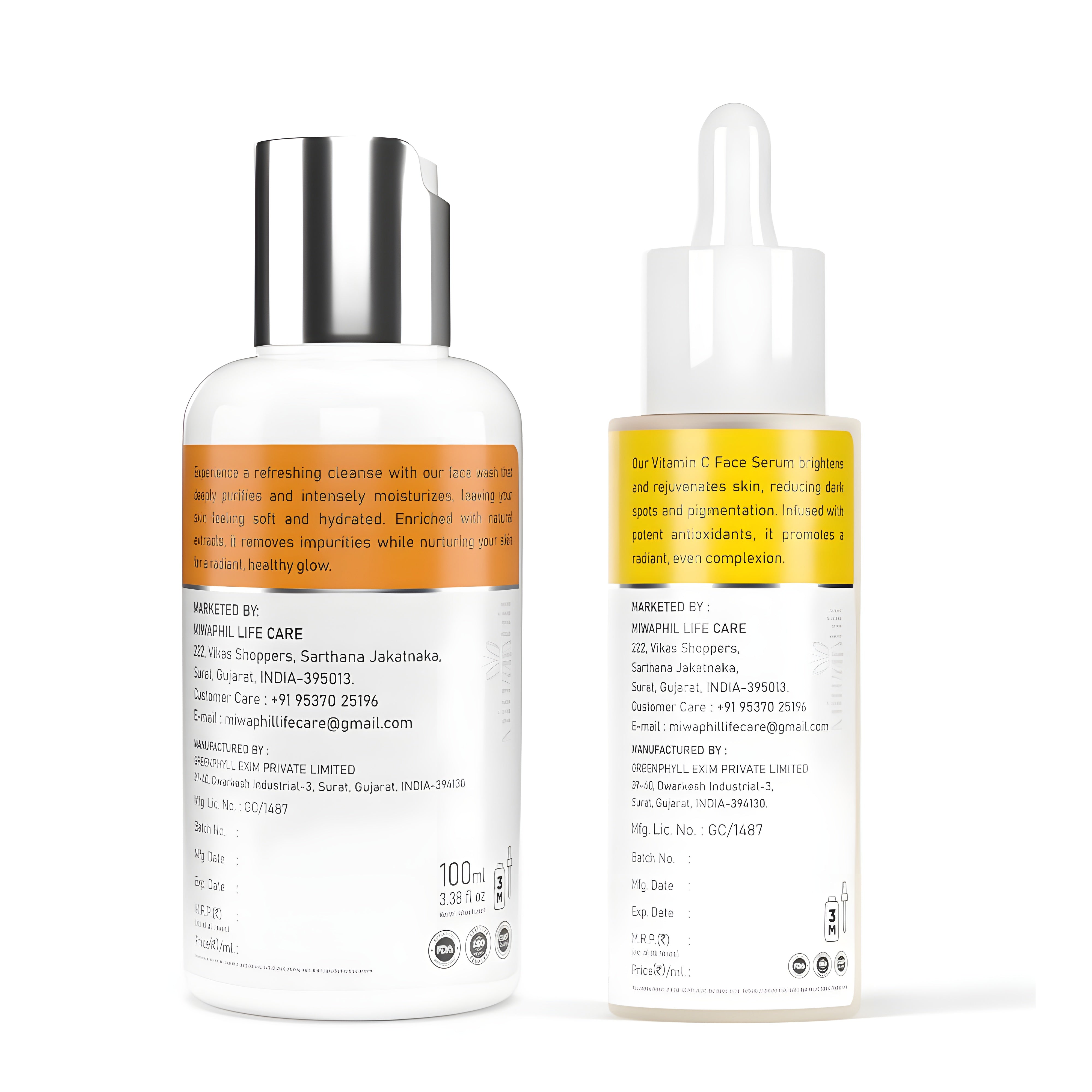 Gentle Hydrating Face Wash & Vitamin C Face Serum Combo